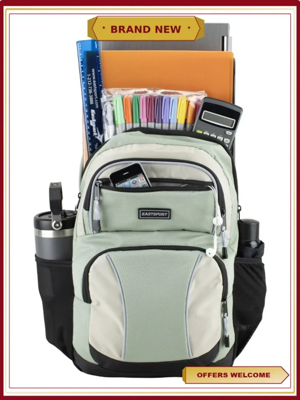 Sport Backpack with Laptop Sleeve Water Bottle Pockets